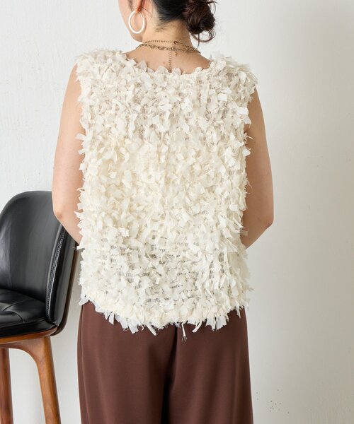 Jena espace merveilleux（ジェナ　エスパスメルヴェイユ）の「リボンフリンジベスト（ベスト・レディース・アイボリー/ブラック・FREE）」の9枚目の写真