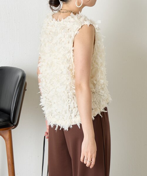 Jena espace merveilleux（ジェナ　エスパスメルヴェイユ）の「リボンフリンジベスト（ベスト・レディース・アイボリー/ブラック・FREE）」の10枚目の写真