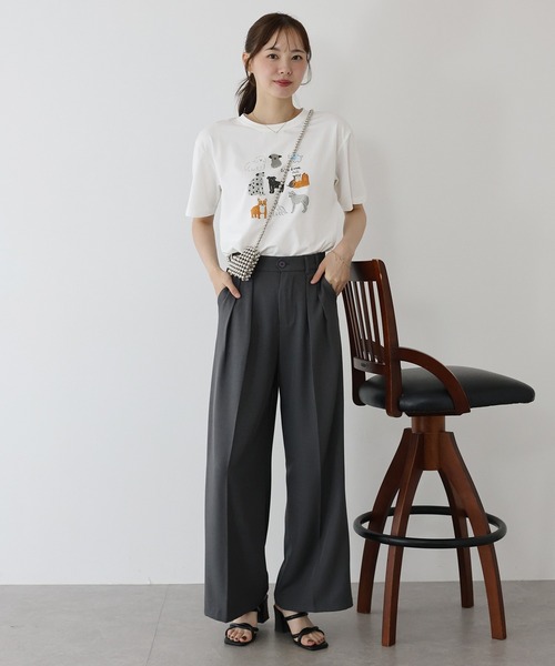 BLUEEAST(ブルーイースト)の「リボンDOGS半袖Tシャツ(Tシャツ/カットソー・レディース・ホワイト/ネイビー・MEDIUM)」の8枚目の写真