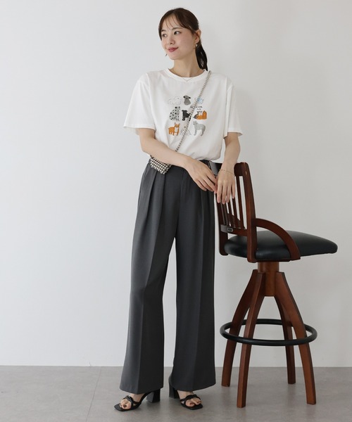 BLUEEAST(ブルーイースト)の「リボンDOGS半袖Tシャツ(Tシャツ/カットソー・レディース・ホワイト/ネイビー・MEDIUM)」の9枚目の写真