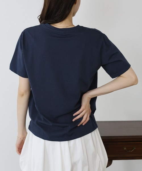 BLUEEAST(ブルーイースト)の「リボンDOGS半袖Tシャツ(Tシャツ/カットソー・レディース・ホワイト/ネイビー・MEDIUM)」の14枚目の写真