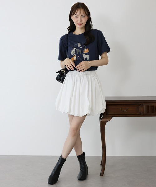 BLUEEAST(ブルーイースト)の「リボンDOGS半袖Tシャツ(Tシャツ/カットソー・レディース・ホワイト/ネイビー・MEDIUM)」の15枚目の写真