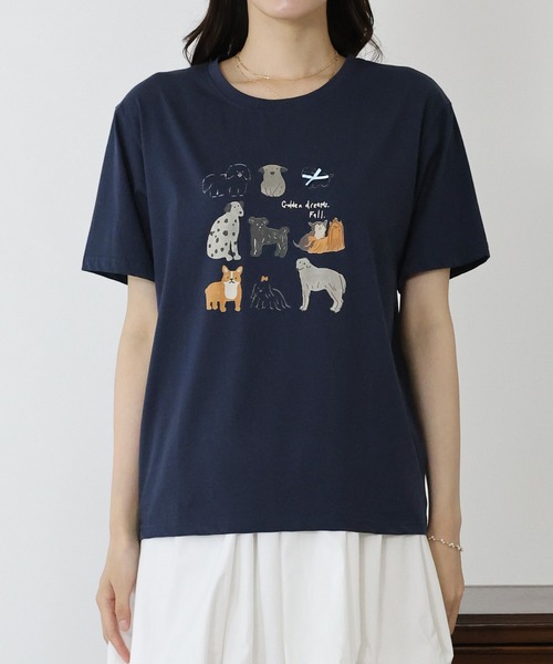 BLUEEAST(ブルーイースト)の「リボンDOGS半袖Tシャツ(Tシャツ/カットソー・レディース・ホワイト/ネイビー・MEDIUM)」の16枚目の写真