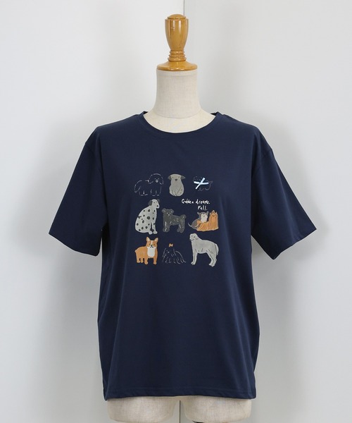 BLUEEAST(ブルーイースト)の「リボンDOGS半袖Tシャツ(Tシャツ/カットソー・レディース・ホワイト/ネイビー・MEDIUM)」の20枚目の写真