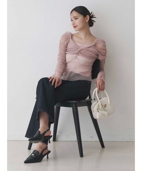 MERCURYDUO(マーキュリーデュオ)の「ラメチュールツイストギャザートップス(Tシャツ/カットソー・レディース・ライトブルー/イエロー/ピンク・FREE)」の8枚目の写真