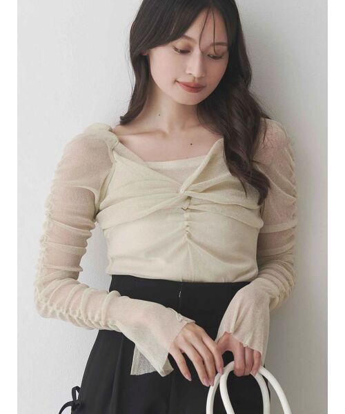 MERCURYDUO(マーキュリーデュオ)の「ラメチュールツイストギャザートップス(Tシャツ/カットソー・レディース・ライトブルー/イエロー/ピンク・FREE)」の21枚目の写真