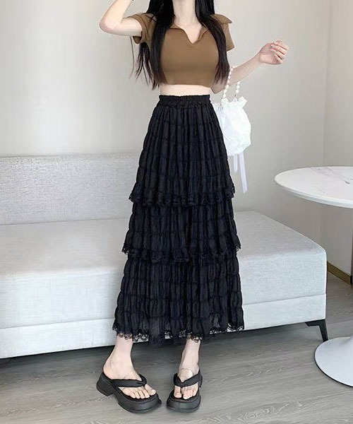 gossip!ロサンゼルス(ゴシップロサンゼルス)の「シュリンク加工 フリルレイヤリングスカート(スカート・レディース・パープル/ホワイト/ブラック・S/M)」の13枚目の写真