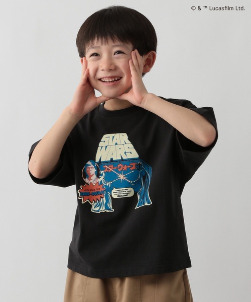 FOUND GOOD(ファウンドグッド)の「スターウォーズ/BプリントTEE5S(Tシャツ/カットソー・キッズ・ブラック/ホワイト系5/グレー系2・140cm/150cm/120cm/130cm)」の2枚目の写真