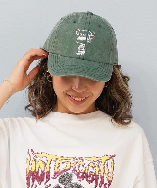 TOY　MACHINE（トイ　マシーン）の「TOY MACHINE/トイマシーン TMC SKB3 WASHED CAP キャップ 252045005（キャップ・メンズ・オレンジ/ブラック/オリーブ・FREE）」の3枚目の写真