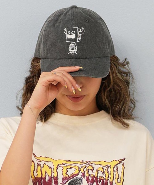 TOY　MACHINE（トイ　マシーン）の「TOY MACHINE/トイマシーン TMC SKB3 WASHED CAP キャップ 252045005（キャップ・メンズ・オレンジ/ブラック/オリーブ・FREE）」の2枚目の写真