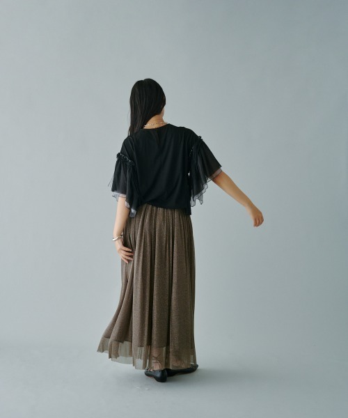 terrace（テラス）の「フリンジバリアスパターンスリーブプルオーバー（Tシャツ/カットソー・レディース・ブラック/オフホワイト/カーキ・MEDIUM）」の17枚目の写真