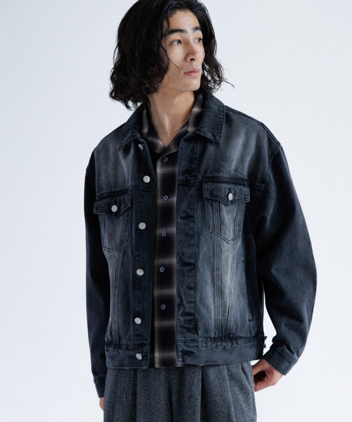 Ombre cropped open collar shirt / オンブレクロップドオープンカラー