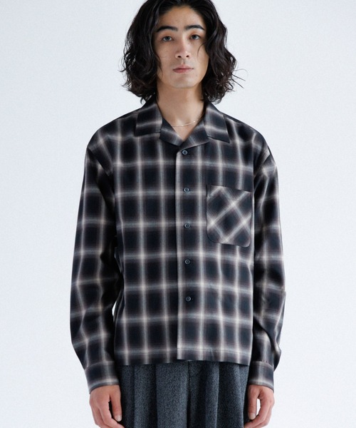 Ombre cropped open collar shirt / オンブレクロップドオープンカラー