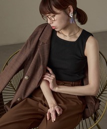Fashion Letter（ファッションレター）の「【M-4L】リブスクエアネックタンクトップ（タンクトップ・レディース）」