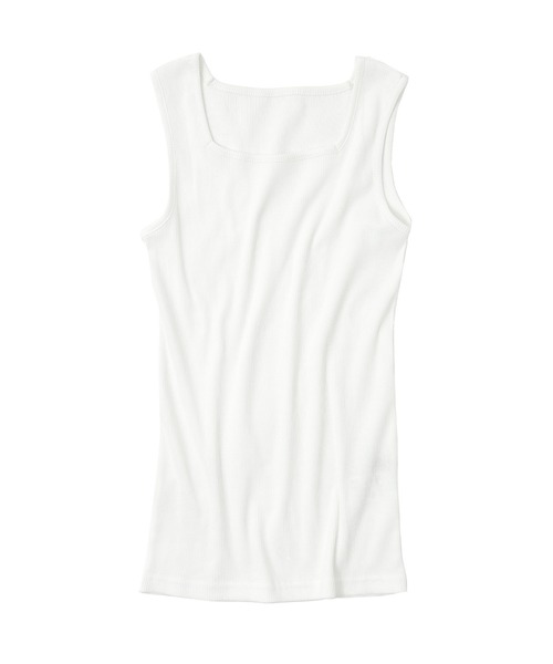 Fashion Letter(ファッションレター)の「【M-4L】リブスクエアネックタンクトップ(タンクトップ・レディース・オフホワイト/ブラック・4L/3L/LL/L/M)」の13枚目の写真