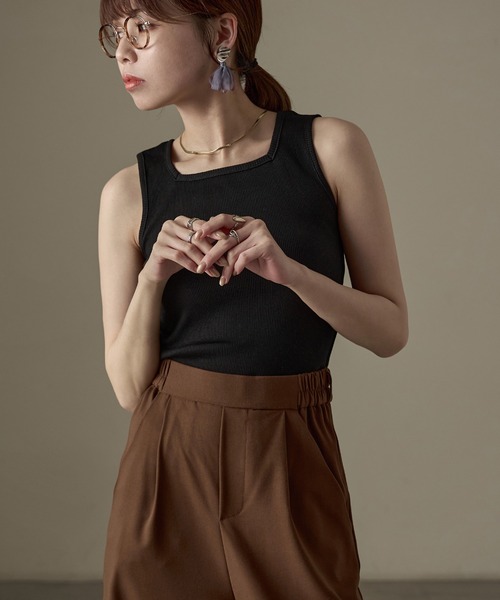 Fashion Letter(ファッションレター)の「【M-4L】リブスクエアネックタンクトップ(タンクトップ・レディース・オフホワイト/ブラック・4L/3L/LL/L/M)」の20枚目の写真
