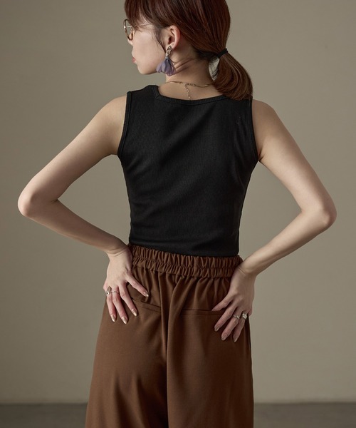 Fashion Letter(ファッションレター)の「【M-4L】リブスクエアネックタンクトップ(タンクトップ・レディース・オフホワイト/ブラック・4L/3L/LL/L/M)」の22枚目の写真