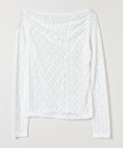 tシャツ レースギャザーボートネックLS/589928 レディース レースギャザーボートネックLS/589928（Tシャツ/カットソー