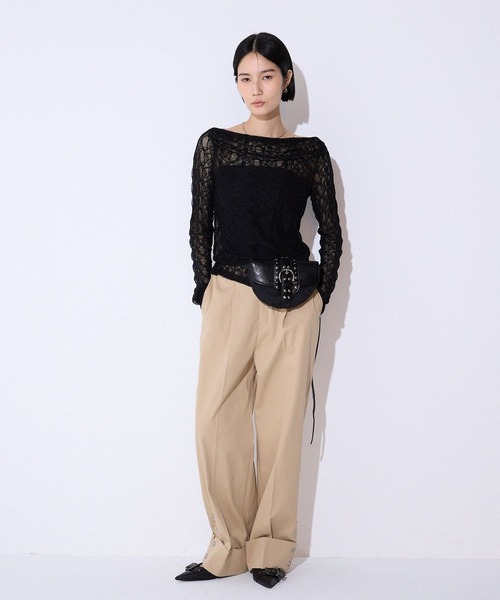 JEANASIS（ジーナシス）の「レースギャザーボートネックLS/589928（Tシャツ/カットソー・レディース・ブラック/ホワイト・FREE）」の11枚目の写真