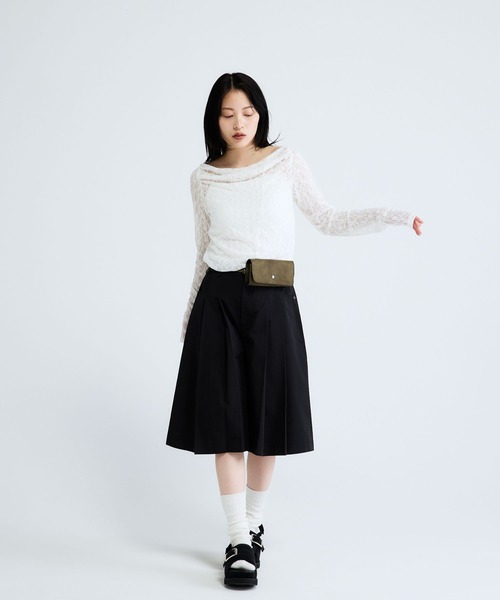 JEANASIS（ジーナシス）の「レースギャザーボートネックLS/589928（Tシャツ/カットソー・レディース・ブラック/ホワイト・FREE）」の16枚目の写真