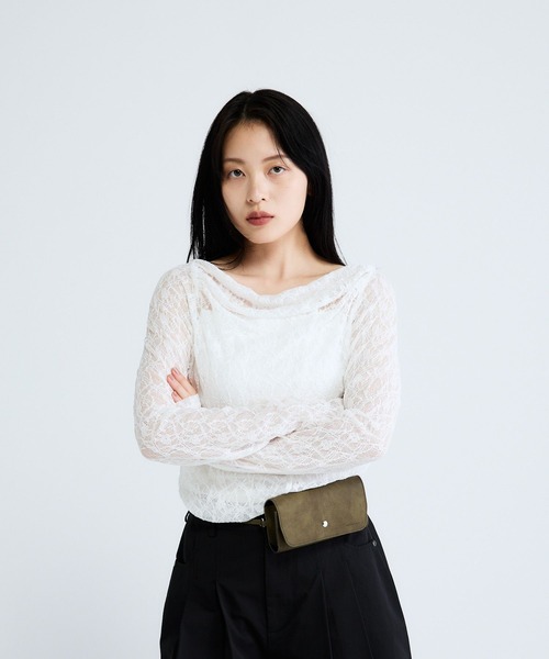 JEANASIS（ジーナシス）の「レースギャザーボートネックLS/589928（Tシャツ/カットソー・レディース・ブラック/ホワイト・FREE）」の20枚目の写真