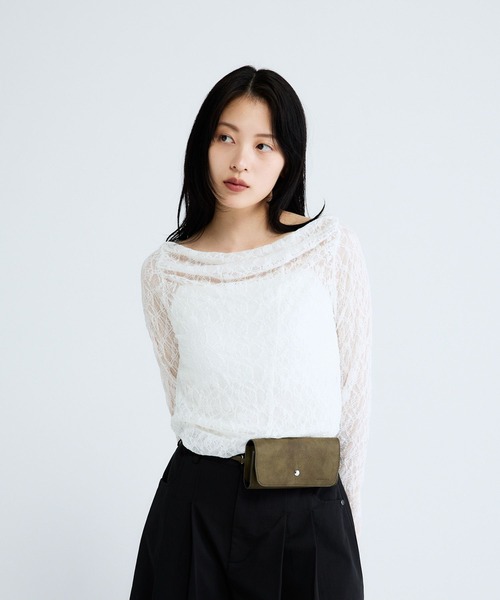 JEANASIS（ジーナシス）の「レースギャザーボートネックLS/589928（Tシャツ/カットソー・レディース・ブラック/ホワイト・FREE）」の21枚目の写真