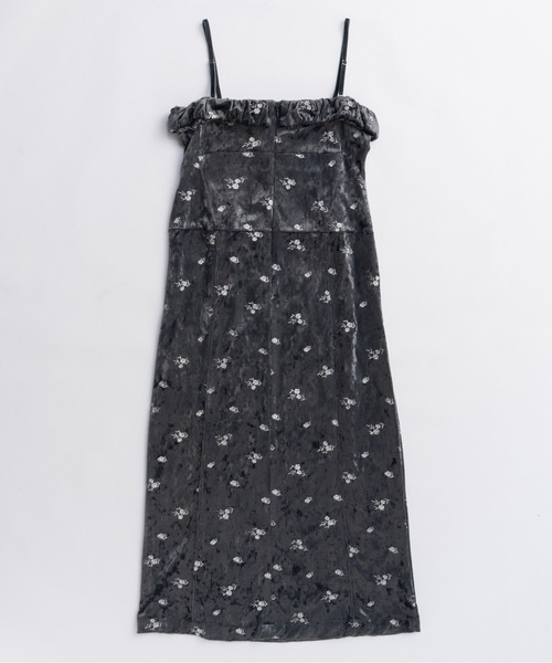 Flower Embroidery Velour Camisole Dress/フラワーエンブロイダリー
