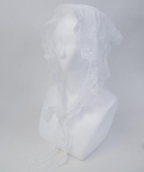 WEGO（ウィゴー）の「WEGO/フラワーレースバブーシュカ（バンダナ/スカーフ・レディース・ブラック/その他1/ホワイト・FREE）」の8枚目の写真