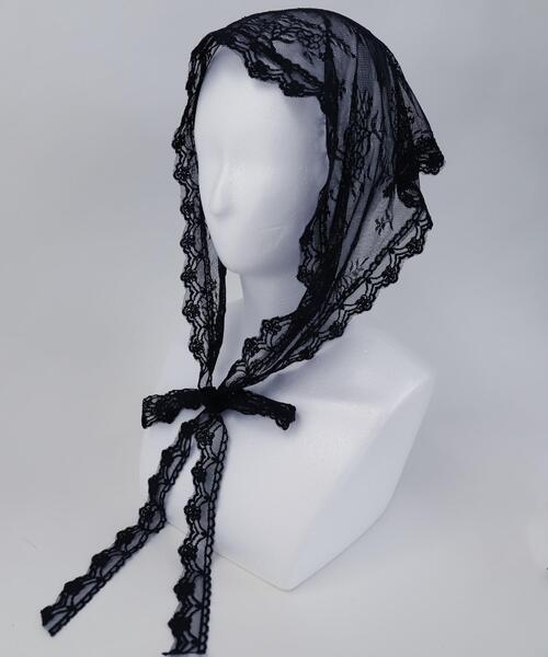 WEGO（ウィゴー）の「WEGO/フラワーレースバブーシュカ（バンダナ/スカーフ・レディース・ブラック/その他1/ホワイト・FREE）」の9枚目の写真
