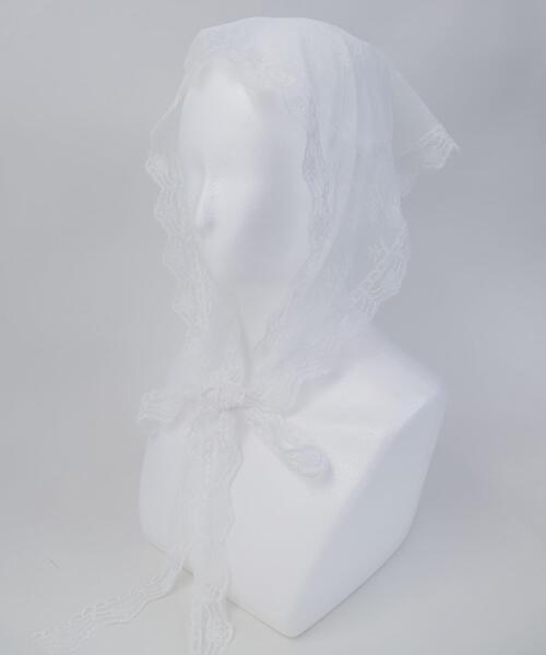 WEGO（ウィゴー）の「WEGO/フラワーレースバブーシュカ（バンダナ/スカーフ・レディース・ブラック/その他1/ホワイト・FREE）」の10枚目の写真