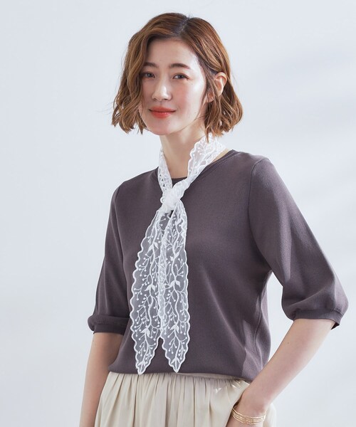 grove（グローブ）の「レースナロースカーフ（バンダナ/スカーフ・レディース・ホワイト/ブラック・00）」の5枚目の写真