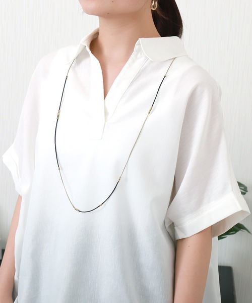 libelle more（リベル モア）の「【抗菌・UVカット・吸水速乾】「やわさらリネン」スキッパーシャツ（シャツ/ブラウス・レディース・グリーン/モカ/ピンク/ブラック/オフホワイト/ブルー・M）」の13枚目の写真