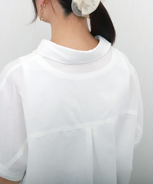 libelle more（リベル モア）の「【抗菌・UVカット・吸水速乾】「やわさらリネン」スキッパーシャツ（シャツ/ブラウス・レディース・グリーン/モカ/ピンク/ブラック/オフホワイト/ブルー・M）」の15枚目の写真