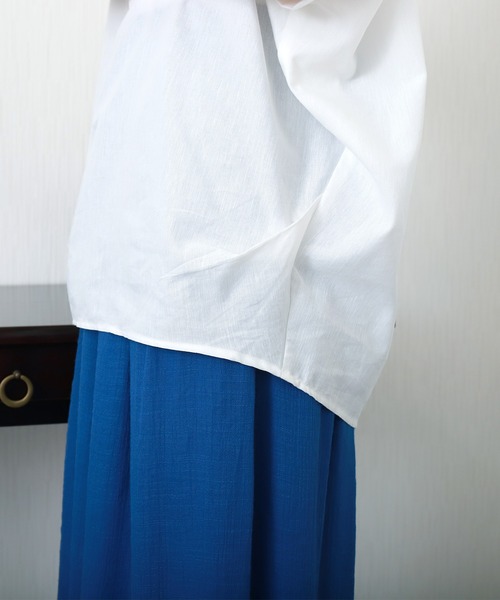 libelle more（リベル モア）の「【抗菌・UVカット・吸水速乾】「やわさらリネン」スキッパーシャツ（シャツ/ブラウス・レディース・グリーン/モカ/ピンク/ブラック/オフホワイト/ブルー・M）」の16枚目の写真