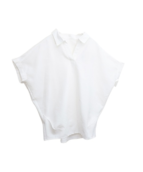 libelle more（リベル モア）の「【抗菌・UVカット・吸水速乾】「やわさらリネン」スキッパーシャツ（シャツ/ブラウス・レディース・グリーン/モカ/ピンク/ブラック/オフホワイト/ブルー・M）」の7枚目の写真