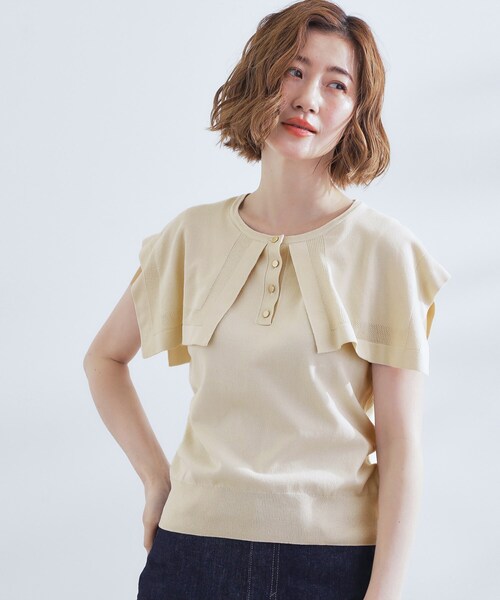 grove(グローブ)の「【ひんやり/UVカット】大人の可愛さ セーラーカラーニット(ニット/セーター・レディース・オフホワイト/ブラック系4/オリーブ・01/02/03/04/05)」の13枚目の写真