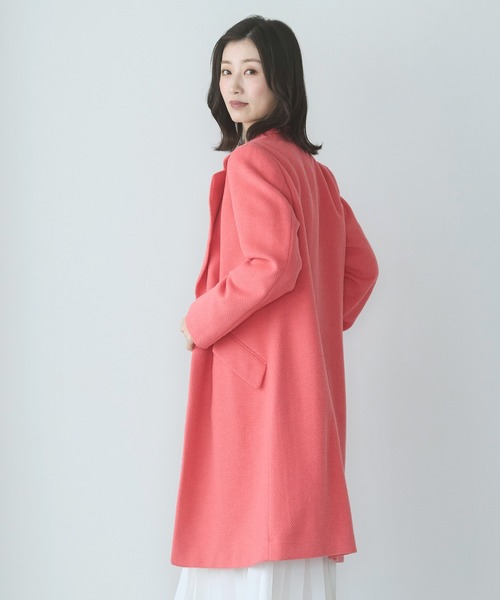 チェスターコート ウール混 ロング ピンク（チェスターコート