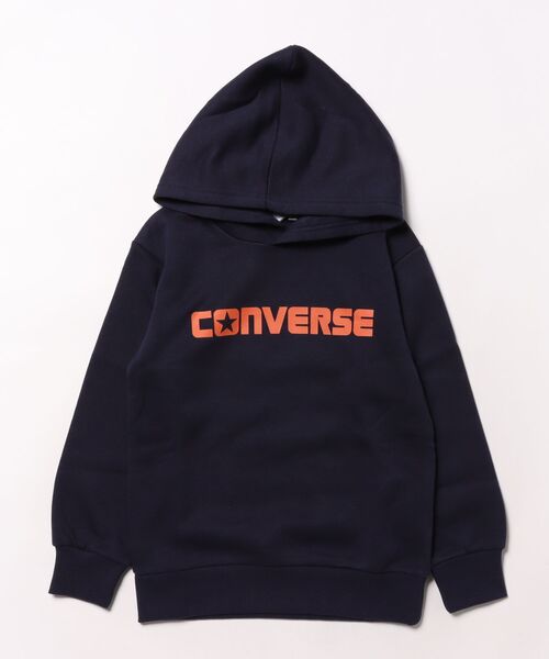 CONVERSE(コンバース)の「CONVERSE/コンバース ラバープリントスウェットパーカー(パーカー・キッズ・オフホワイト/ネイビー・140cm/130cm/160cm/150cm)」の2枚目の写真