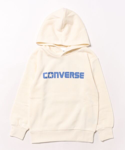 CONVERSE(コンバース)の「CONVERSE/コンバース ラバープリントスウェットパーカー(パーカー・キッズ・オフホワイト/ネイビー・140cm/130cm/160cm/150cm)」の1枚目の写真