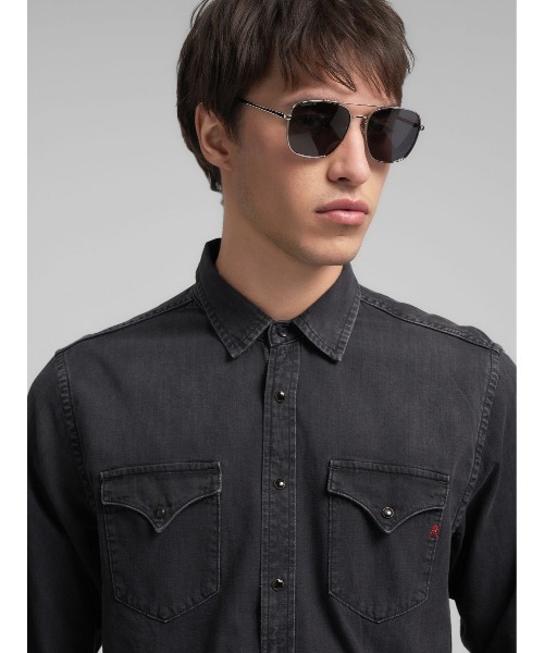 REPLAY（リプレイ）の「ブラックデニム ウエスタンシャツ（シャツ/ブラウス・メンズ・ブラック・SMALL/X-LARGE/LARGE/MEDIUM）」の5枚目の写真