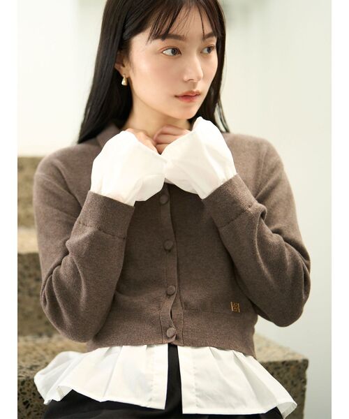 LAGUNAMOON（ラグナムーン）の「ペプラムドッキングニットカーディガン（ニット/セーター・レディース・チャコールグレー/イエロー/ブラウン・FREE）」の16枚目の写真