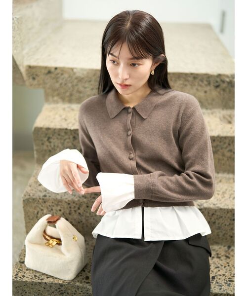 LAGUNAMOON（ラグナムーン）の「ペプラムドッキングニットカーディガン（ニット/セーター・レディース・チャコールグレー/イエロー/ブラウン・FREE）」の17枚目の写真