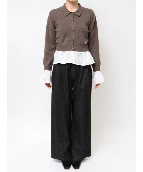 LAGUNAMOON（ラグナムーン）の「ペプラムドッキングニットカーディガン（ニット/セーター・レディース・チャコールグレー/イエロー/ブラウン・FREE）」の12枚目の写真