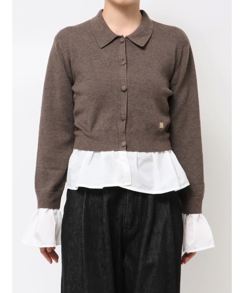 LAGUNAMOON（ラグナムーン）の「ペプラムドッキングニットカーディガン（ニット/セーター・レディース・チャコールグレー/イエロー/ブラウン・FREE）」の5枚目の写真