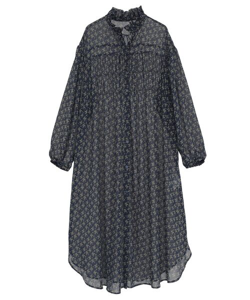 Green　Parks（グリーンパークス）の「花柄シフォン楊柳ワンピース（シャツワンピース・レディース・ネイビー/ブラウン/ブラック・FREE）」の11枚目の写真