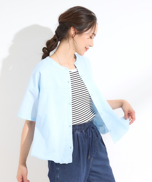 DRESKIP（ドレスキップ）の「【S-LL】インせず着られる 裾バルーンシャツ（シャツ/ブラウス・レディース・ダークブラウン/ライトブルー/オフホワイト・01/02/03/04）」の11枚目の写真