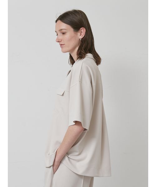 styling/（スタイリング）の「【セットアップ対応】ジョーゼットオープンカラーシャツ（シャツ/ブラウス・レディース・ブラック/ライトベージュ・F）」の5枚目の写真