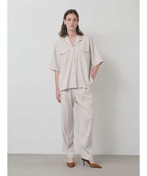 styling/（スタイリング）の「【セットアップ対応】ジョーゼットオープンカラーシャツ（シャツ/ブラウス・レディース・ブラック/ライトベージュ・F）」の9枚目の写真