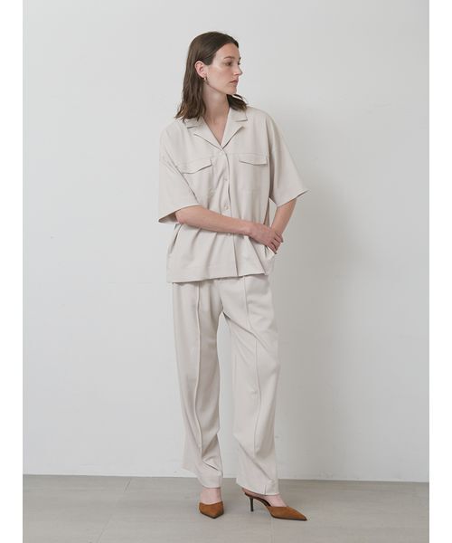 styling/（スタイリング）の「【セットアップ対応】ジョーゼットオープンカラーシャツ（シャツ/ブラウス・レディース・ブラック/ライトベージュ・F）」の10枚目の写真