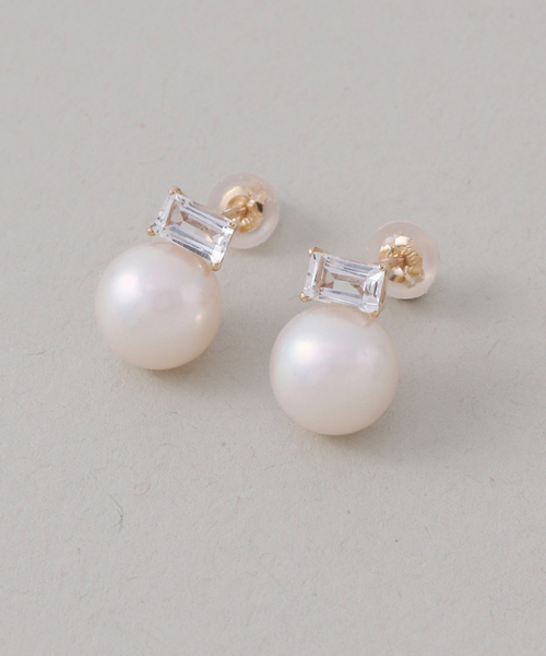 ポテトパール*ホワイトトパーズピアス K10（両耳）（ピアス（両耳用